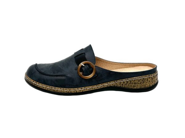 Damen Clogs mit Zierschnalle und Keilabsatz