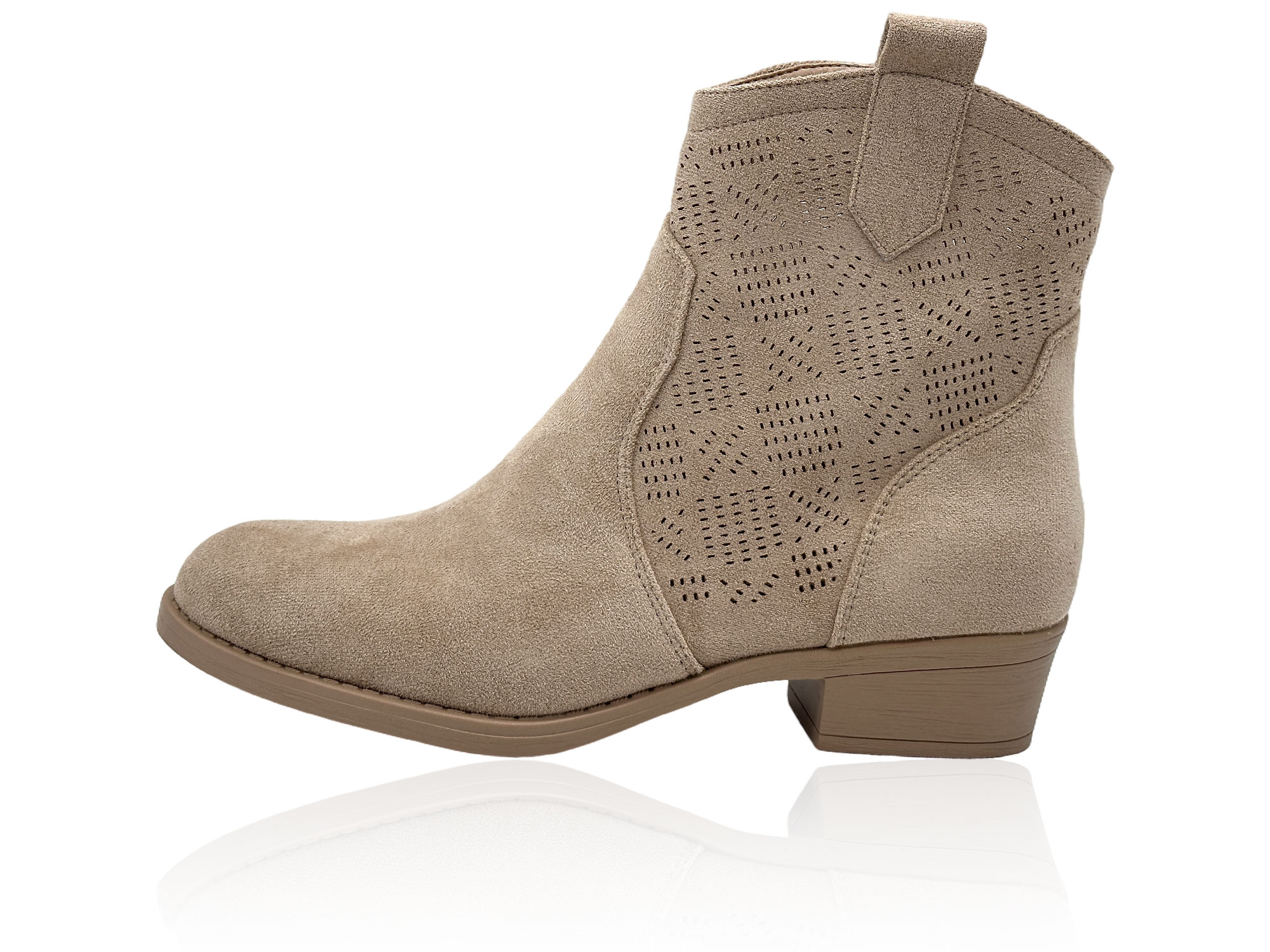 Damen Sommer Boots mit Lochmuster und Blockabsatz