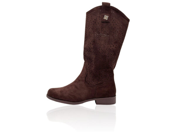 Damen Sommerstiefel mit Lochmuster und Blockabsatz