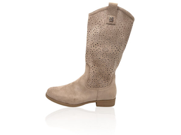 Damen Sommerstiefel mit Lochmuster und Blockabsatz