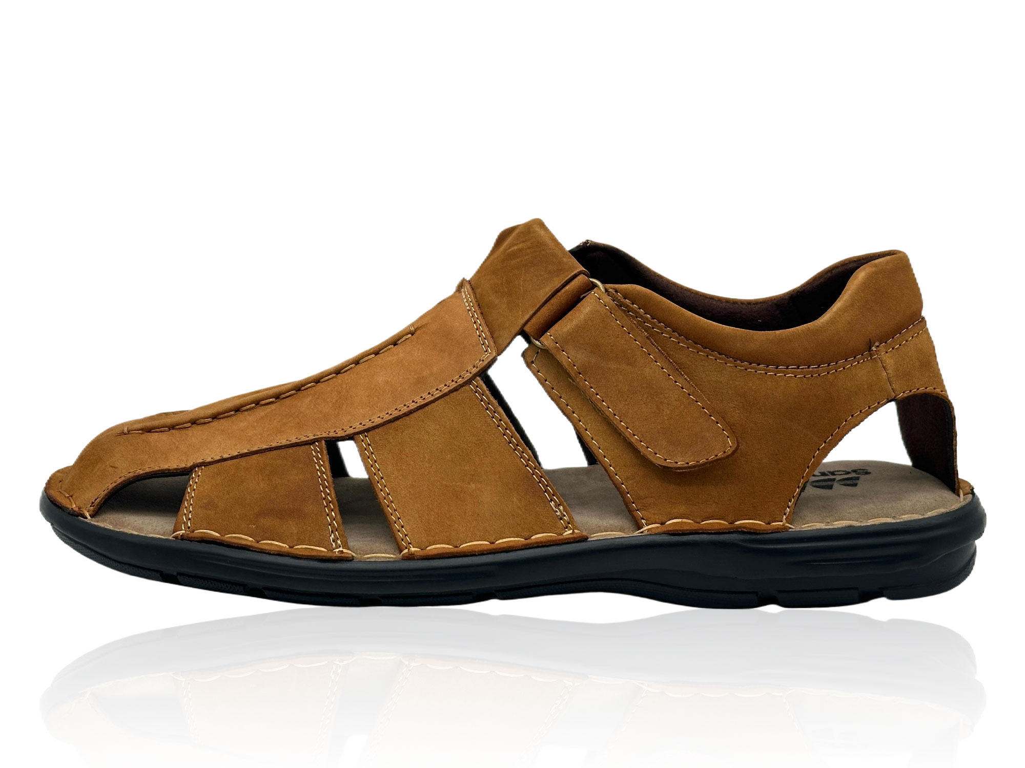 Herren Ledersandalen mit Klettverschluss und Komfortsohle
