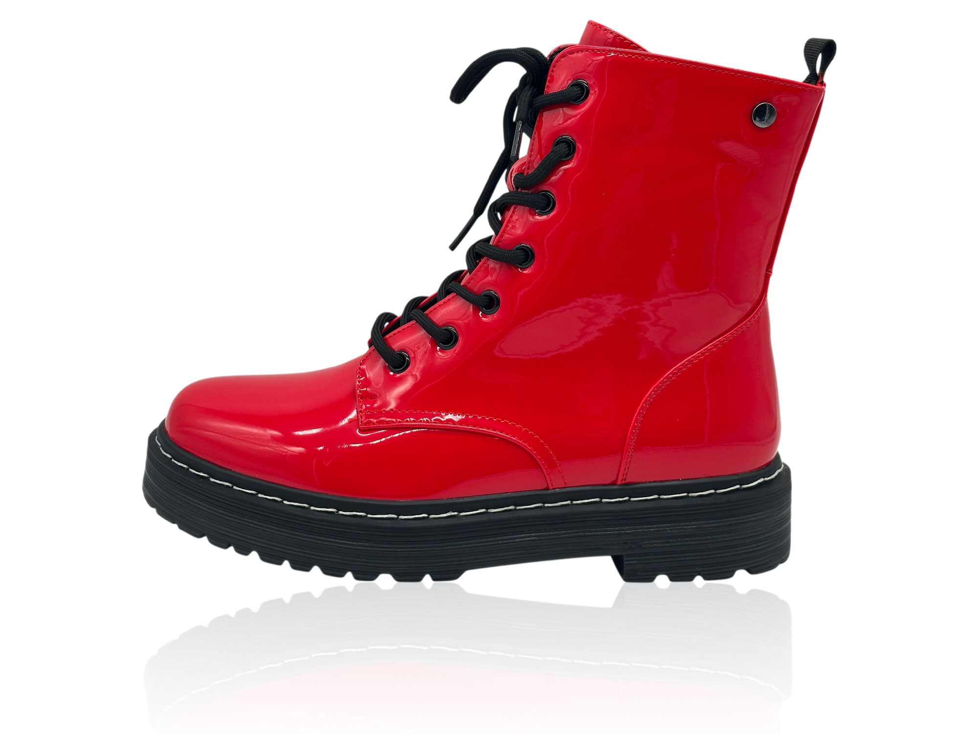 Damen Schnürstiefel mit Profilsohle und seitlichem Reißverschluss